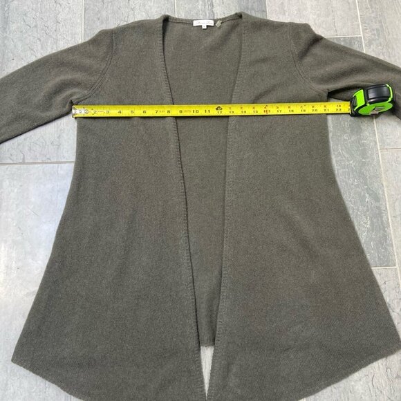 Minnie Rose 100% Cashmere Open Front Duster Cardigan Sweater Green/Brown Sz Med - Picture 5 of 9
